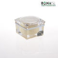 2017 Hot Selling Yellow Coating Square Acrylic Cosmetic Jar for Cream